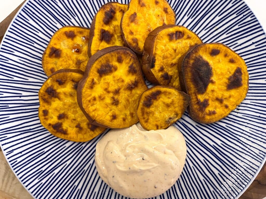 kidney friendly Sweet Potatoes with Spicy Mayo