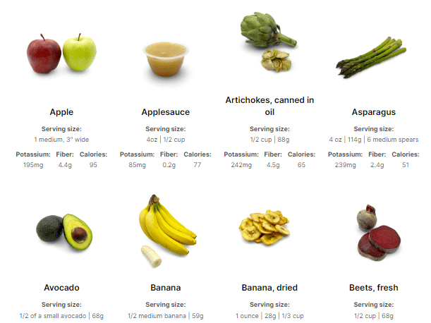 high and low potassium fruits and vegetables