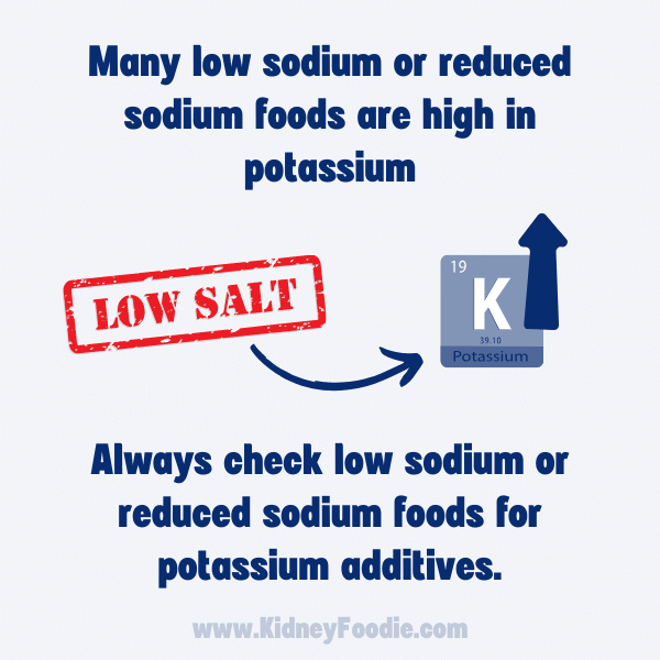 Low sodium food products contain potassium additives