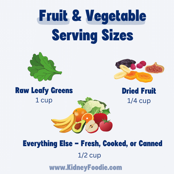 Fruit and vegetable serving sizes for CKD