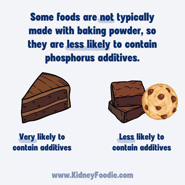 brownies and cookies are less likely to have phosphorus additives
